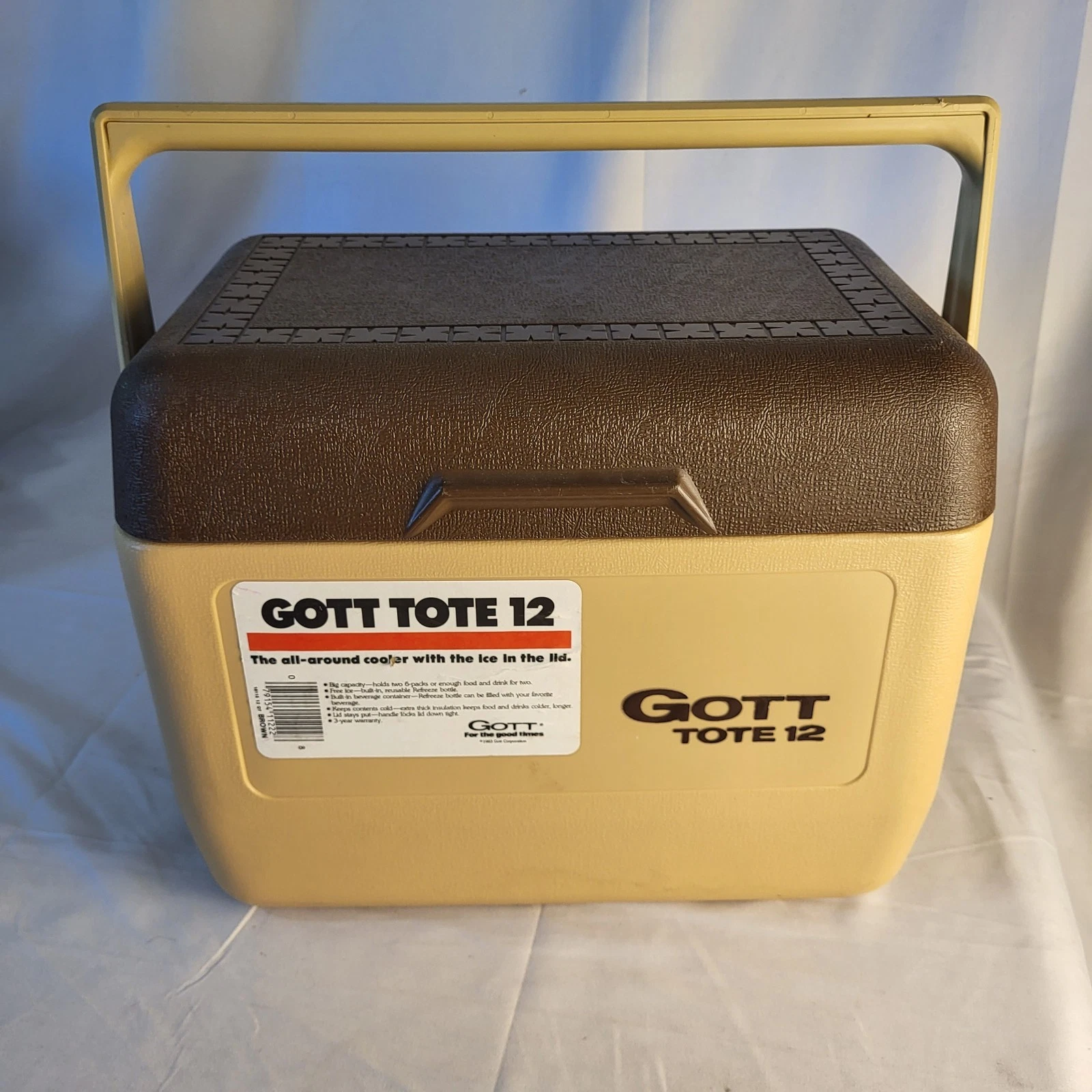 Vintage Gott Tote 12 Cooler 1811/12 With Ice Freezer Pack Tan Brown
