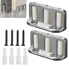 2 Pack Sliding Barn Door Floor Guide, Barn Door Adjustable Roller, Wall Mount...