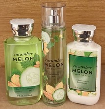 3 X New Bath Body Works Cucumber Melon Body Mist Body Lotion Body Wash Set Rare