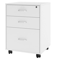 Rollcontainer BüRocontainer Schreibtisch Aktenschrank Holz Weiß 3 Schubladen