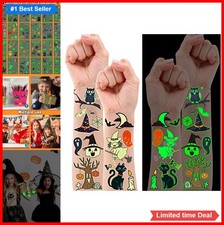 Glow Halloween Temporary Tattoos for Kids 24 Sheets Luminous Waterproof Party