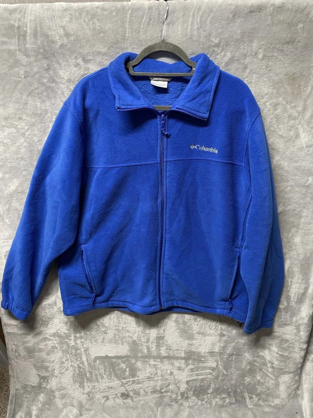 Columbia Men’s Fleece Jacket XL Full Zip Dark Blue Adjustable Waist Outdoor Warm