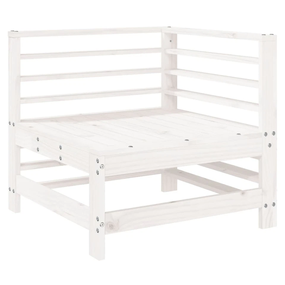 Sofá esquinero de jardín madera de pino blanco 63,5x63,5x60 cm madera maciza de pino conjunto modular XXL Foto 2 de 4