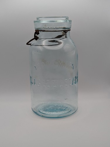 Vintage Trademark Putnam Lightning 568 Blue Glass Jar Without Lid Made In USA