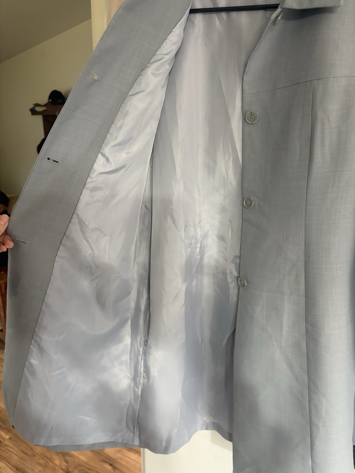 OTTRE PARIS Gray Collared Button Front Lined Long… - image 2