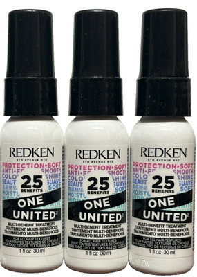 3x REDKEN 25 BENEFIT ONE UNITED MULTI-BENEFIT TREATMENT 1.0 oz / 30 ml Ea NEW