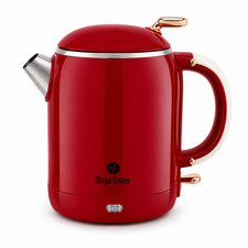 1.0L Electric Kettle Fast Boil 1355W Retro Cream-Red & Red-Gold Cordless Tea