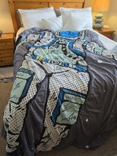 Twin Reversible Comforter With Astronaut On One Side Black Fabric On Other