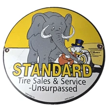 Vintage Standard Gasoline Sign - Porcelain Gas Scrooge McDuck Gas Pump Sign