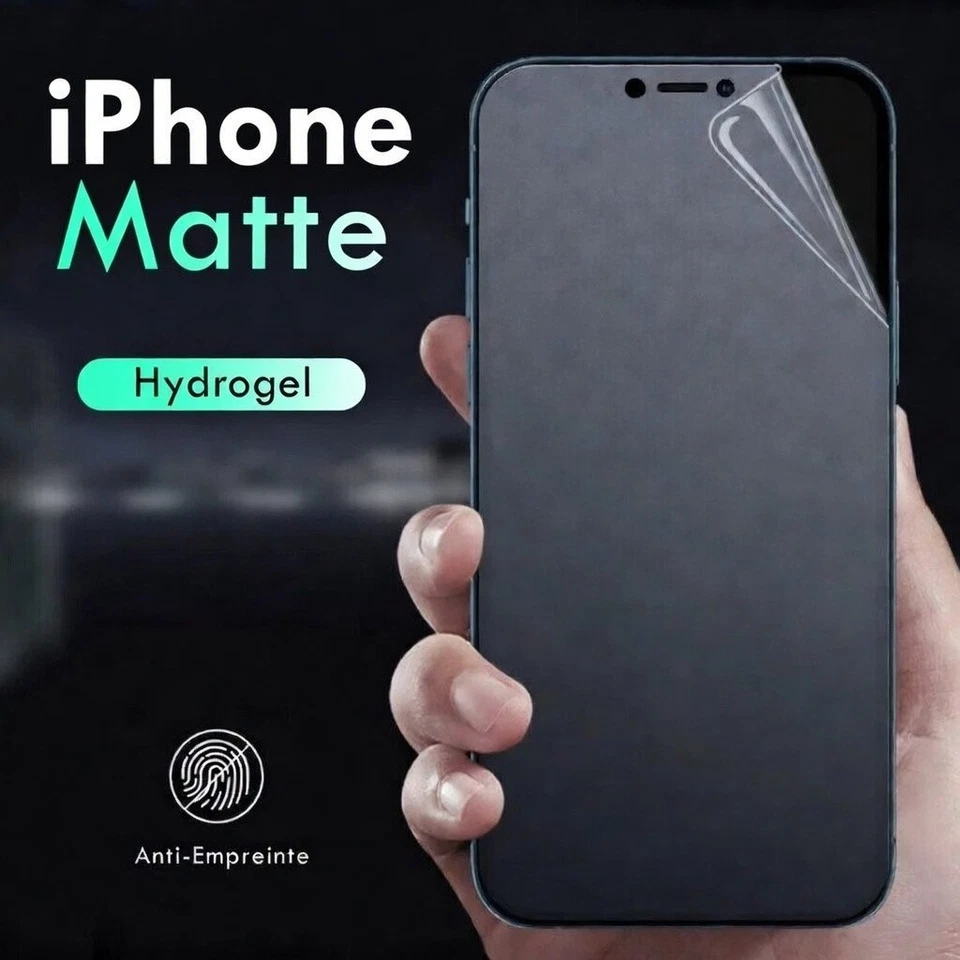 Film Hydrogel MAT Anti-reflets Protection iPhone 17 16 15 14 SE 13 12 11 Pro Max - Photo 1/4