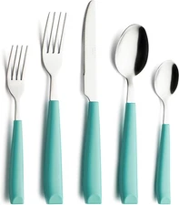 ANNOVA Silverware Set Stainless Steel Cutlery Color Large, Turquoise 20 