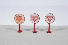 JL Vintage Conoco Gas Station Curb Signs (3) - Model Railroad Billboard - HO