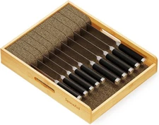 SpaceAid Large Knife Drawer Organizer Bamboo Insert Dock, Kitchen Steak Knives H