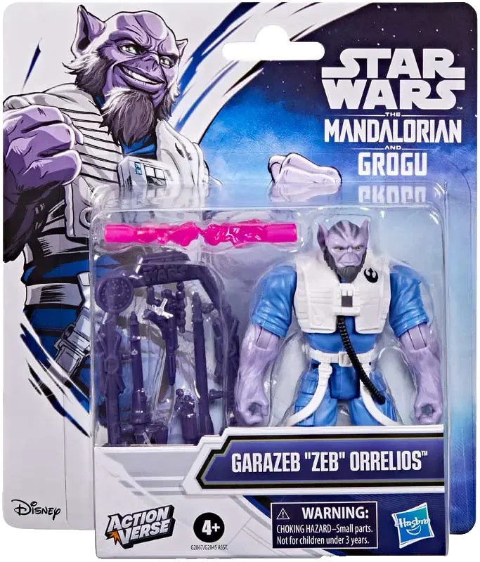 STAR WARS ACTION VERSE MANDALORIAN & GROGU ZEB ORRELIOS 4.5"" ACTION FIGURE NEW