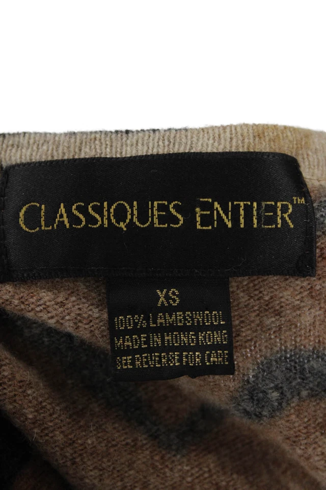 Classiques Entier Womens Lambswool Animal Print Cardigan Sweater Brown Size XS - Image 4 of 4