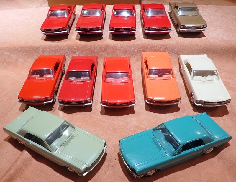 AMT promo car lot of 12 Ford Mustang 1964 65 66 hardtop fastback 2+2 radio