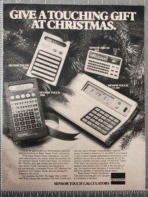 1978 Sharp Sensor Touch Calculators Print Ad Xmas Christmas (flaw)