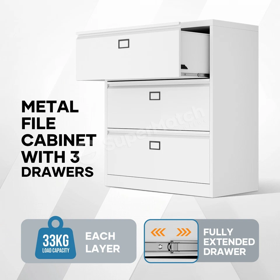 File Cabinet Steel Office Storage Metal Lockable Filing Organiser Home Furniture - image 2 of 4