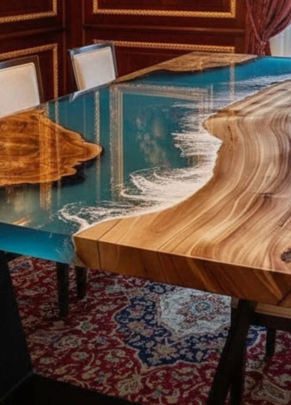 Made To Order Epoxy Resin Dining Table for Hallway Room Home Decor Furniture - Image 2 of 4