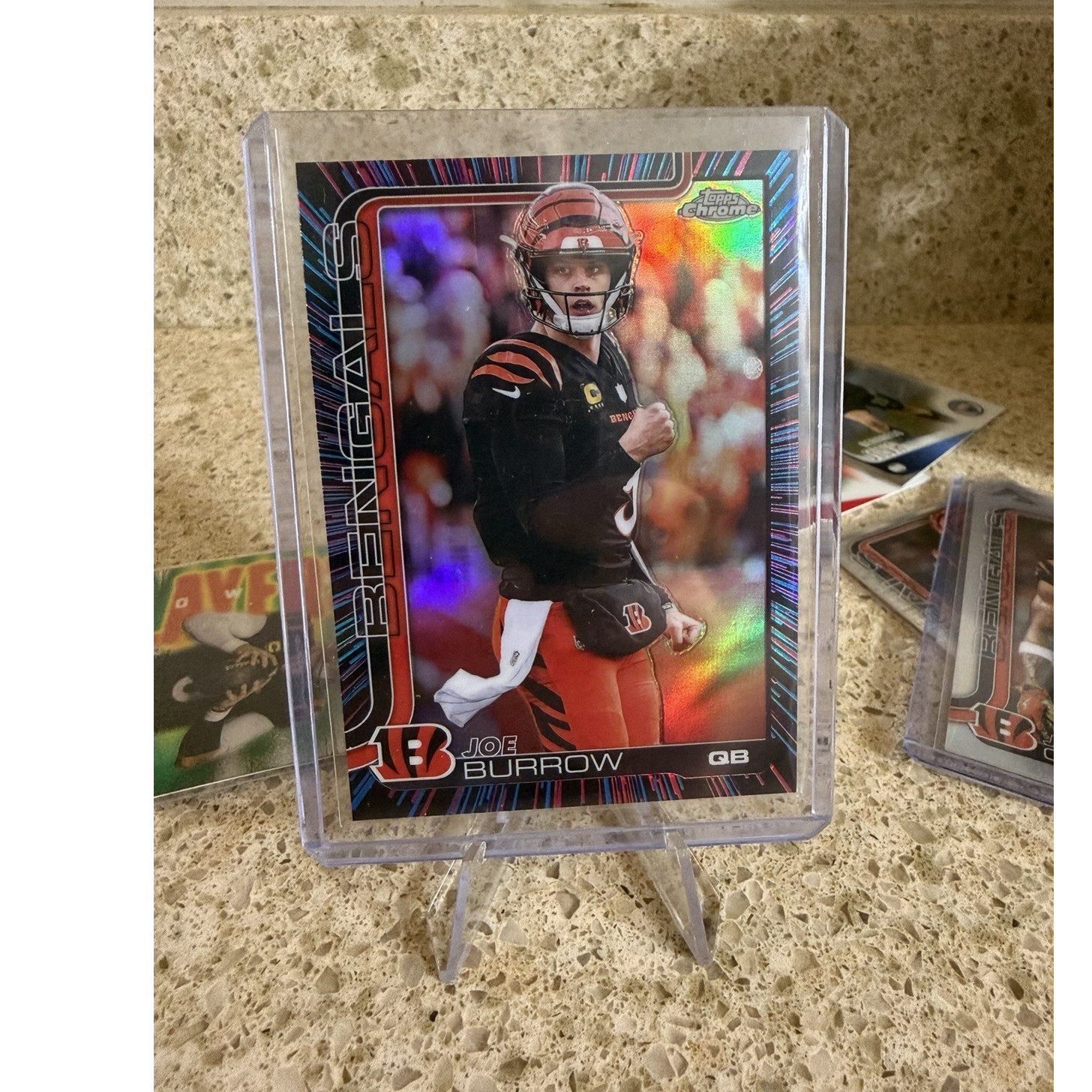 2025 Topps Chrome Joe Burrow #61 neon pulse refractor 