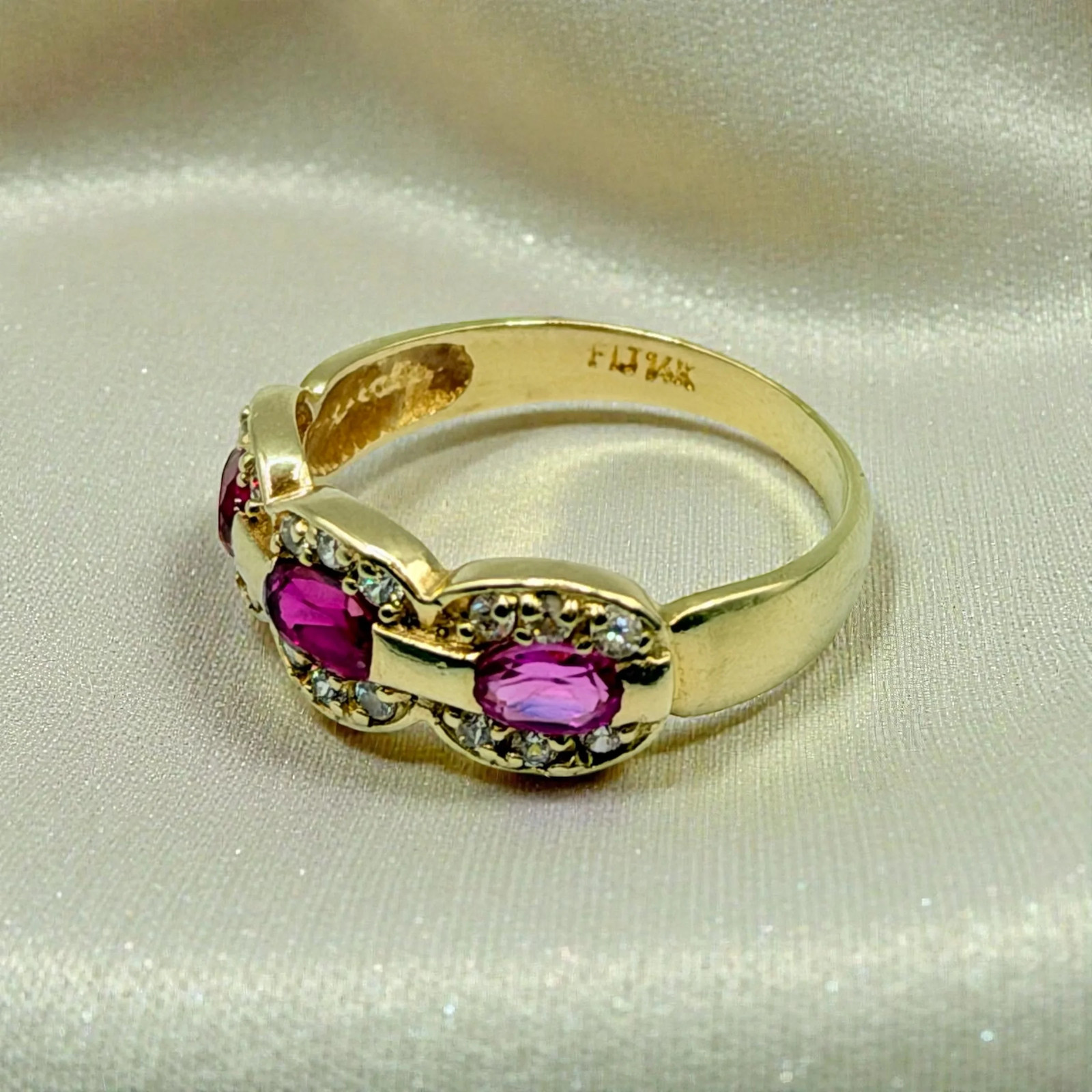 Solid 14K Gold Ring with Ruby, Pink Sapphire & Ge… - image 8