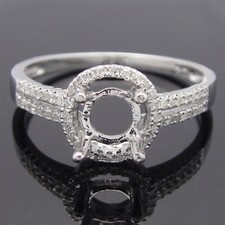 Sterling Silver Semi Mount Natural Diamond Engagement Ring Round Cut 5mm-5.5mm
