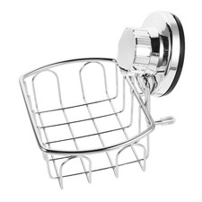 Silver Alloy Suction Soap Dish for Shower Wall Drainage No Drill Installation