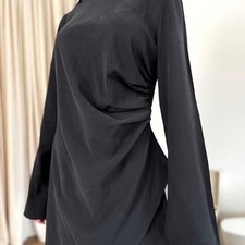 2Pcs Abaya Elegant Women Muslim Outfits Blouse Top Wide Leg Pants Clothing Dubai