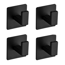 Bath Towel Hook,4 Pack Self Adhesive Square Coat Hooks, Sturdy No Drilling Ro...