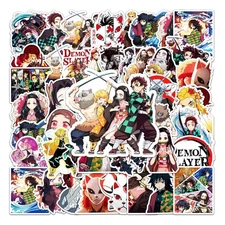 50pcs Waterproof Vinyl Stickers Demon Slayer Anime Luggage Phone Laptop Fridge