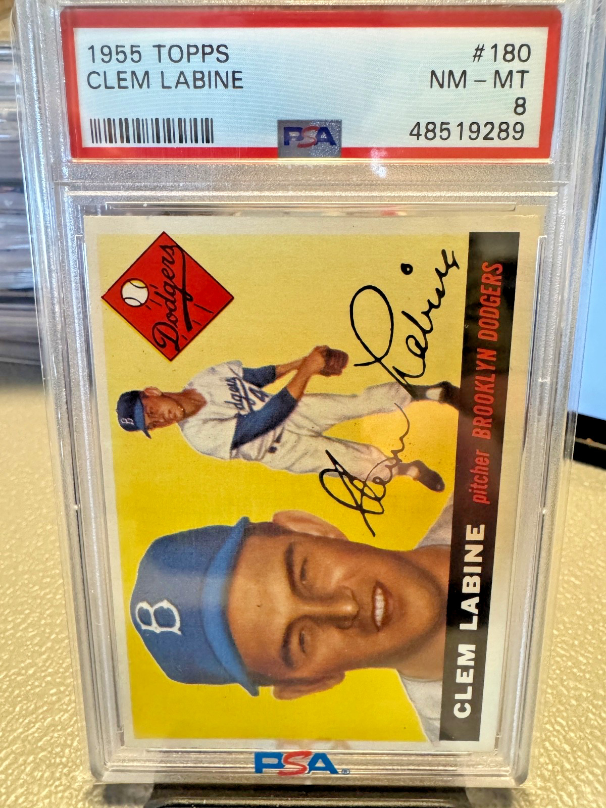 1955 Topps Baseball 180 CLEM LABINE BROOKLYN DODGERS PSA 8 ONLY 11 BETTER