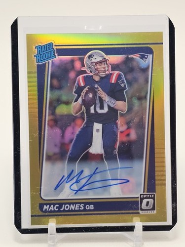 MAC JONES 2021 DONRUSS OPTIC ROOKIE AUTO GOLD PRIZM /10 #206 Q0660