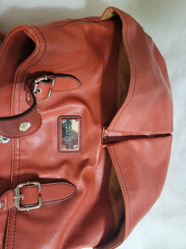 Bolso de hombro reliquia naranja quemado imitación cuero Foto 3 de 4
