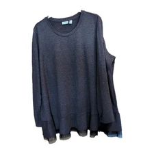 Logo Lounge by Lori Goldstein Taupe Jersey Knit Tunic Mesh Lace Accent Size 2X