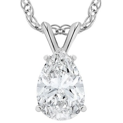 VS 3 kt Birnenform Solitär Moissanit Anhänger 14k Weißgold Damen Halskette