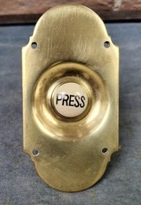 Antique Salvage House Brass Front Door Bell Press
