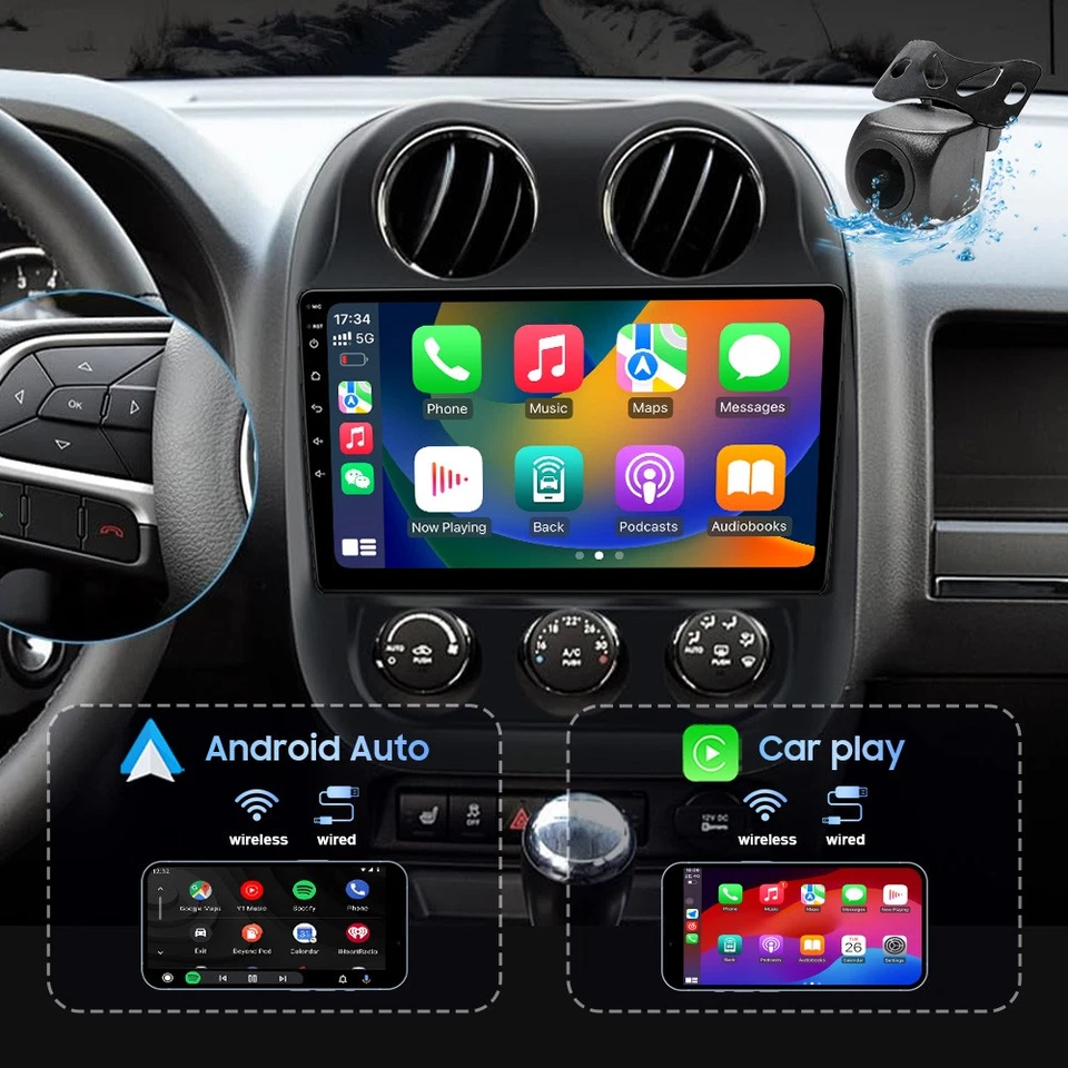 For Jeep Compass Patriot 2010-2016 Android CarPlay Car Stereo Radio GPS WiFi Foto 3 de 4