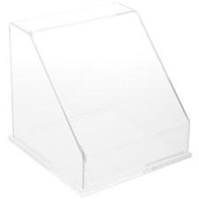 Plymor Clear Acrylic Slanted Front Display Case with Base, 8" x 8" x 8"
