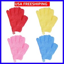 4 Pairs Bath Exfoliating Gloves Scrub, Double Sided Bath Mitts Scrubs for Sho...
