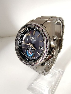 Seiko 8B54 0AH0 Titanium Limited Edition Watch World Map Dial Timepiece