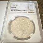 1922 Peace Dollar $1 NGC MS 64 Philadelphia Silver Coin KM#150