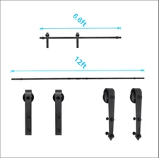 6.6FT & 12FT Sliding Barn Door Track Hardware Kit Hardware Roller Durable Indoor