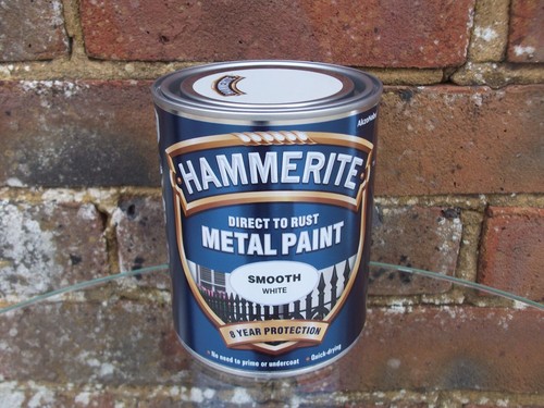 1 x 750ml Hammerite Glattlack WEISS Direkt auf Rost Metalllack
