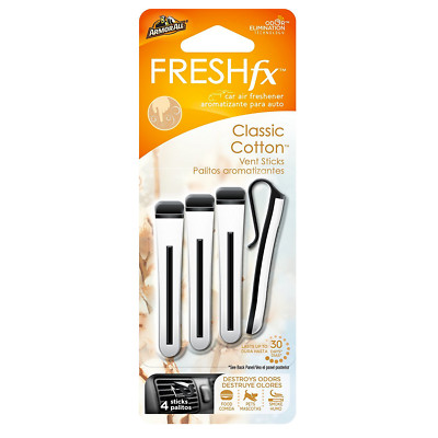 Armor All FRESHfx Car Air Freshener Vent Sticks, 4-Sticks Pack, Classic Cotton