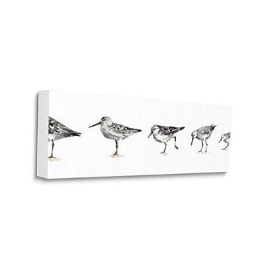  Sandpiper Bird Stances Minimal Grey White Painting, Designed by Lisa Audit 