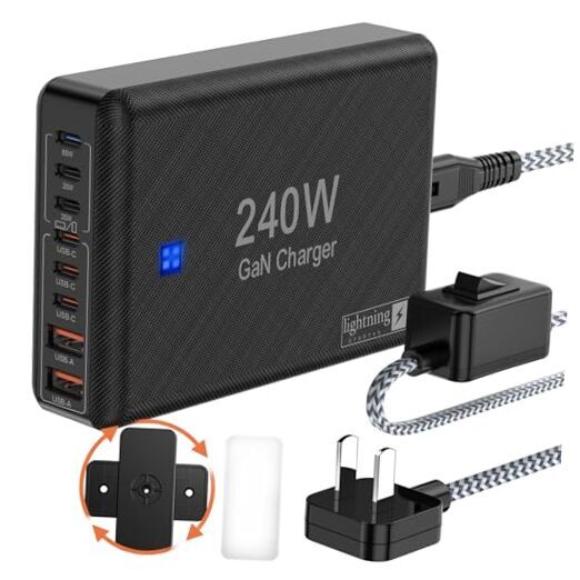 USB C Charger Block 240W, Super Fast Charging Station for 240W Charger Black