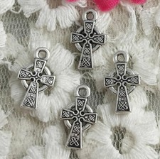 Free Ship 136 pcs Antique silver cross charms 15X9mm H-4542