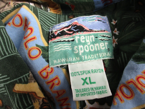 Vintage Reyn Spooner Shirt Mens XL Green Kona Koast Koffee Beans Spun Rayon - Picture 10 of 11