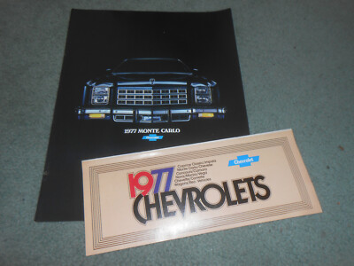 1977 CHEVY MONTE CARLO BROCHURE + 32 p. '77 CHEVROLET FULL-LINE CATALOG / 2-4-1
