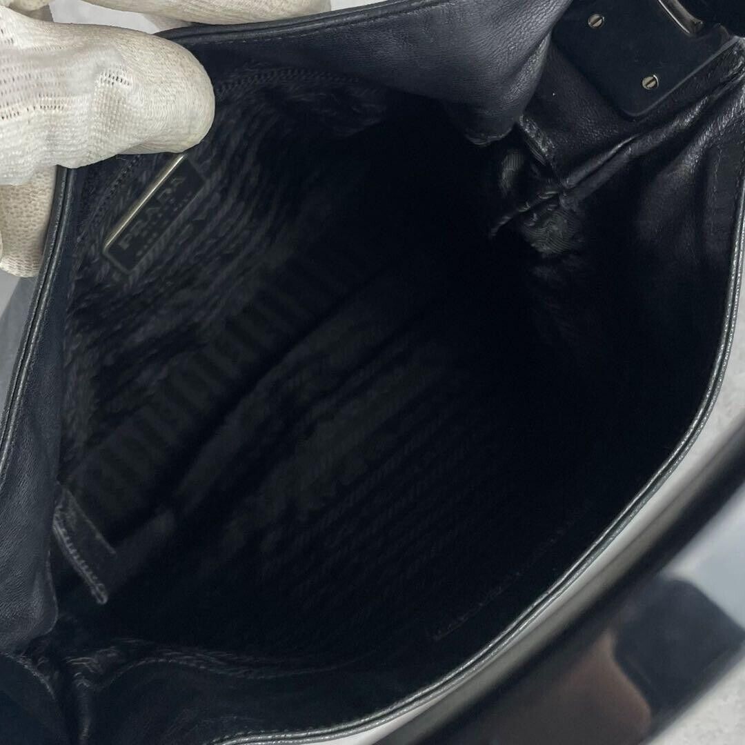 PRADA Handbag Aw1998 Plastic Handle Leather Black Used PRADA Handbag Aw1998 Plastic Handle Leather Black Used